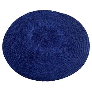 Vintage Plenty Blue Chenille Knit Beret Parisian Artsy Hat One Size Dead Stock